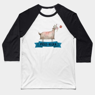 Proud Vegan Cute Goat With Flower Illustration Baseball T-Shirt